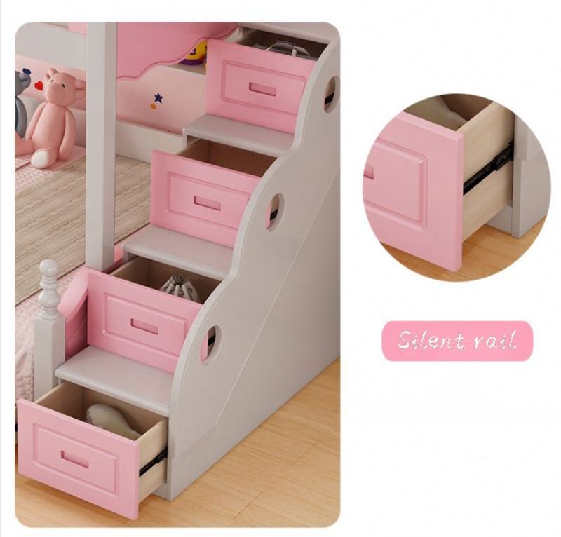 YQ JENMW Hello Kitty Princess bunk bed small apartment solid wood foot slide children bed