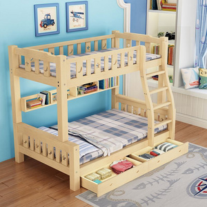 YQ JENMW Chinese Simple Design Furniture Wood Grain Color Bunk Beds / Wooden Children Double Decker Bed