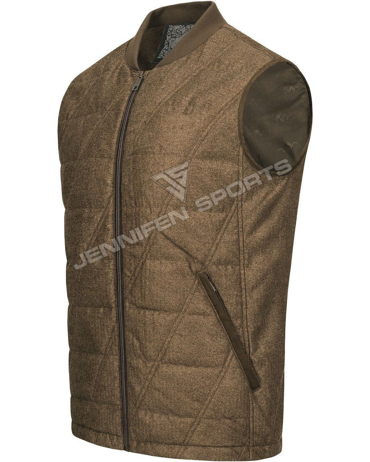 Winter High Quality Outdoor Men Hunting  Vest Material 100% Wool Fabric Zipper Closing Front Pockets Inside Polyester Lining