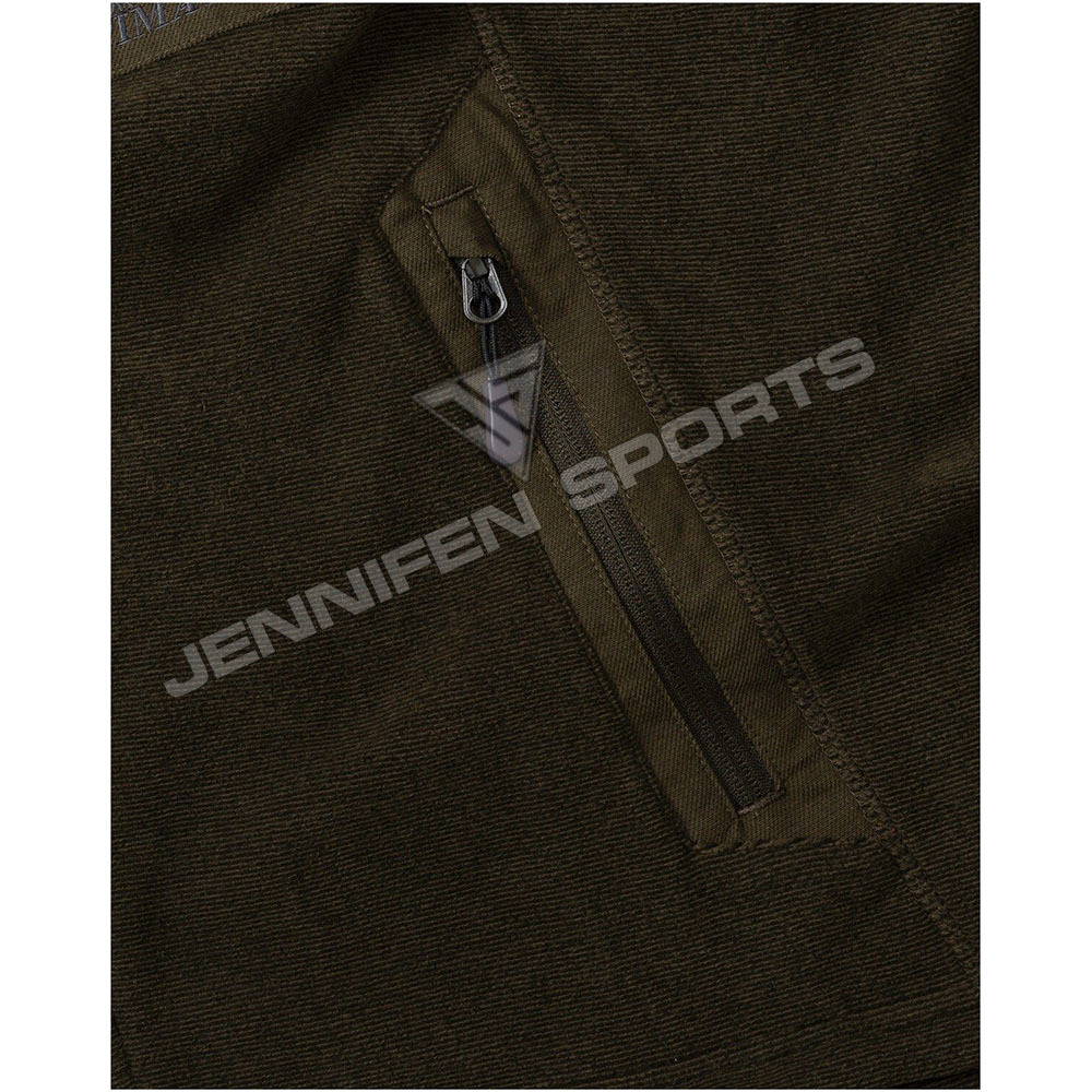 High Quality Outdoor Men Hunting  Vest Material 100% Cotton Fleece Fabric Zipper Closing Front Pockets Inside Neck Label