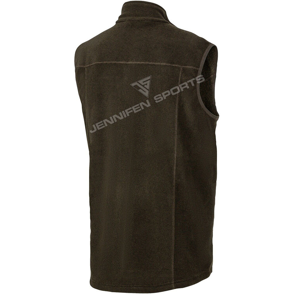 High Quality Outdoor Men Hunting  Vest Material 100% Cotton Fleece Fabric Zipper Closing Front Pockets Inside Neck Label