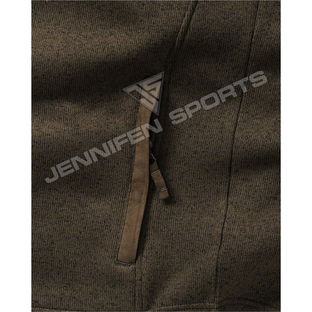 Custom Men Hunting Vest Material Polyester Fleece/Synthetic Leather Zipper Closing Sides&Chest Pockets Inside Neck Woven Label