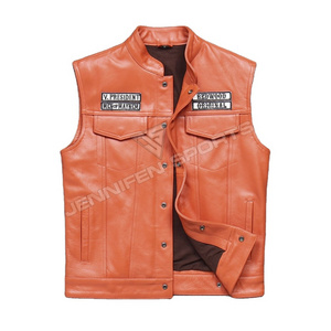 Men's Vest Black Biker Motorcycle Hip Hop Waistcoat Male Genuine Cowhide Real Leather Solid Black Spring Sleeveless Leather Vest