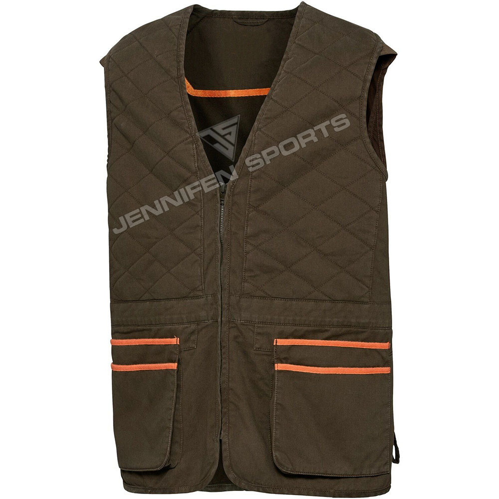 Tactical Custom Men Hunting Vest Material 100% Cotton Fabric Zipper Closing Front Pockets