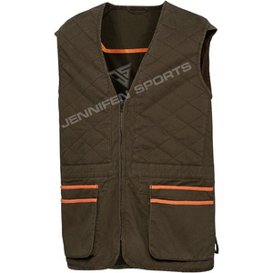 Tactical Custom Men Hunting Vest Material 100% Cotton Fabric Zipper Closing Front Pockets