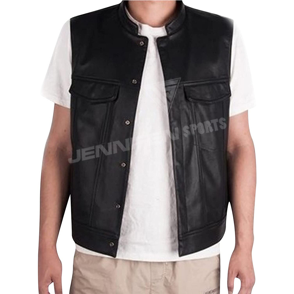 High Quality Stylish Motorcycle Leather Vest Custom Style Motorcycle Leather Vest