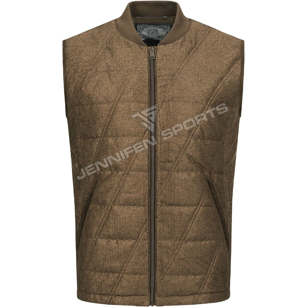 Winter High Quality Outdoor Men Hunting  Vest Material 100% Wool Fabric Zipper Closing Front Pockets Inside Polyester Lining