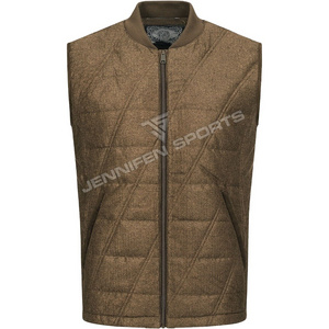 Winter High Quality Outdoor Men Hunting  Vest Material 100% Wool Fabric Zipper Closing Front Pockets Inside Polyester Lining