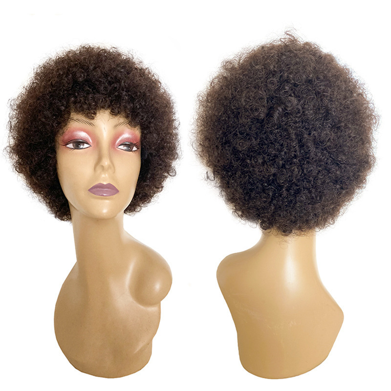 Afro Kinky Curly Wigs Short Cut Wig 100% Brazilian Curly Human Hair Human Wig For Black Women