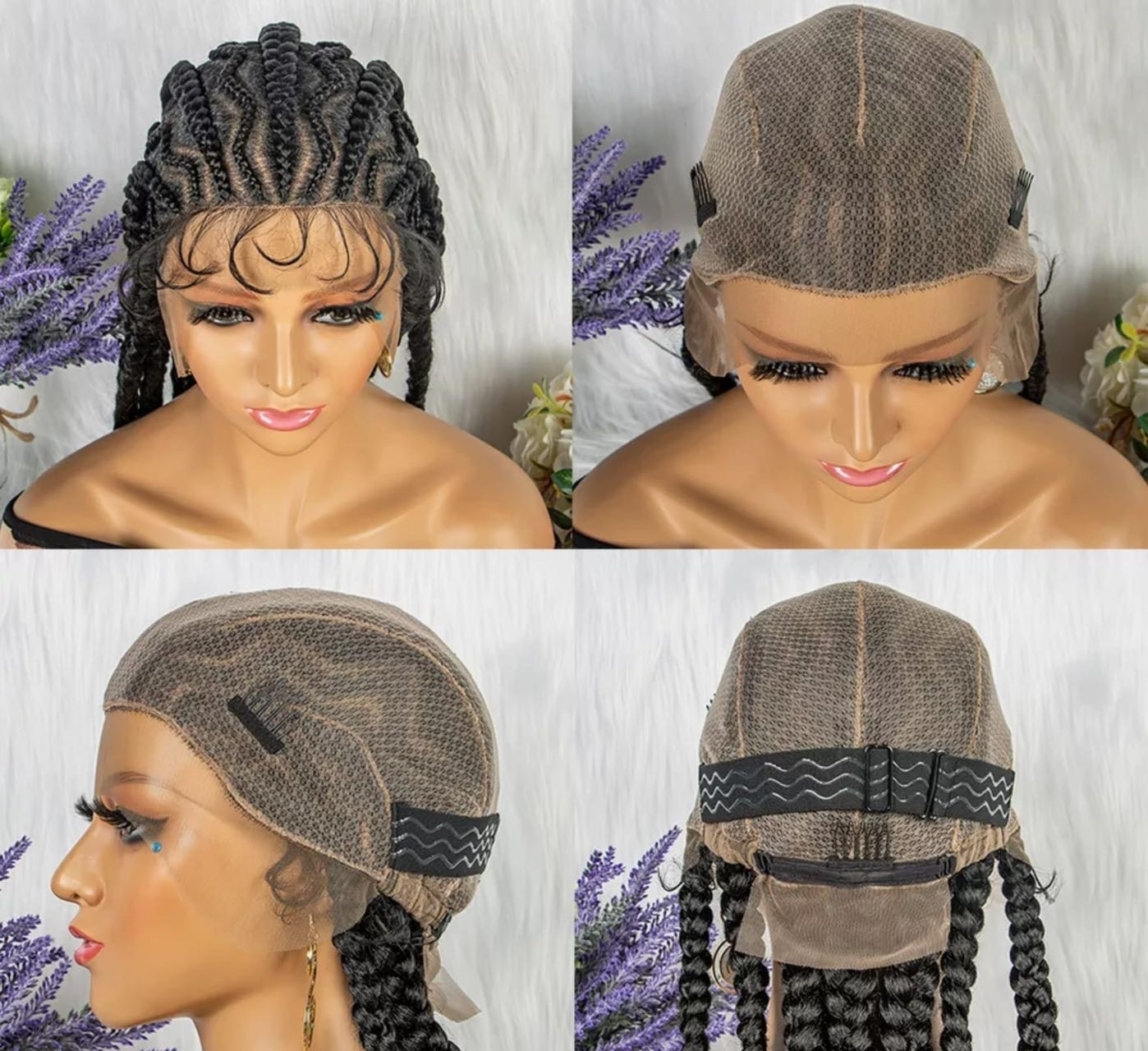 Jennifer Wholesale African Knotless Box Braiding Hair Wig Glueless Synthetic Hair Vendors Full Lace Front Braided Wigs