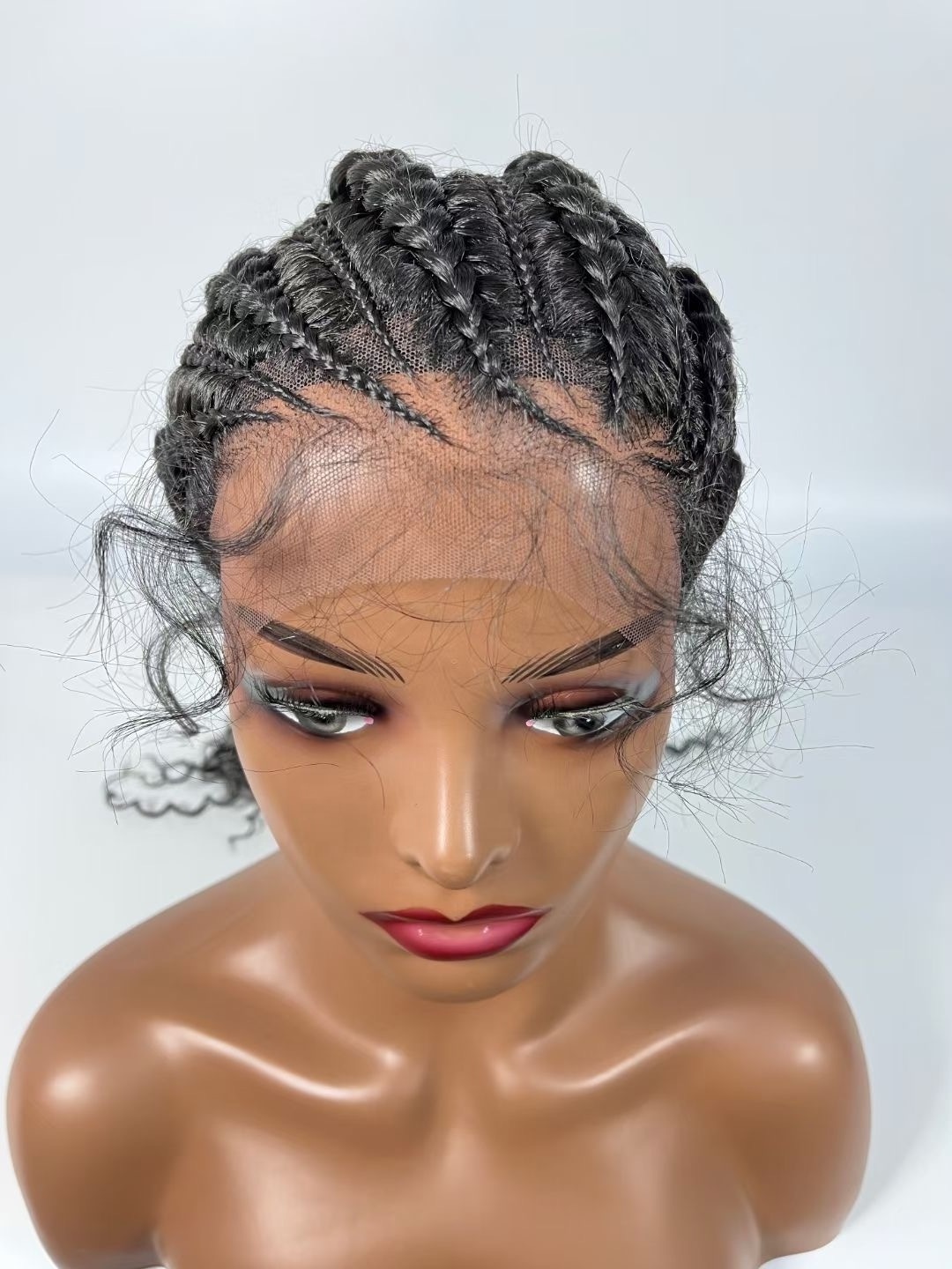 Morden Hand Made Lace Wholesale Short Faux Loc Style African Braid Synthetic Crochet Hair Dread Lock For Woman Braided Wig