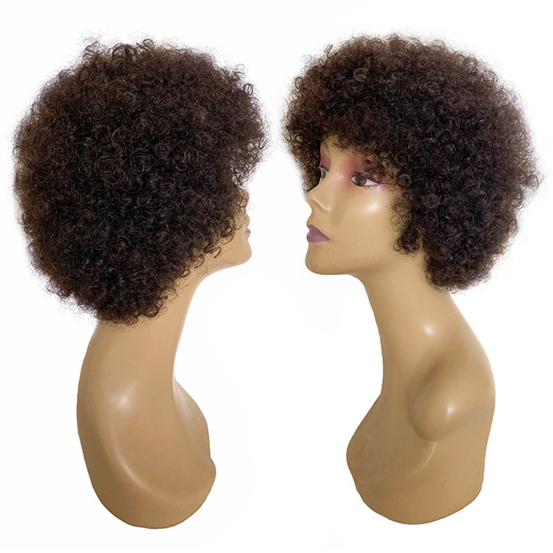 Afro Kinky Curly Wigs Short Cut Wig 100% Brazilian Curly Human Hair Human Wig For Black Women