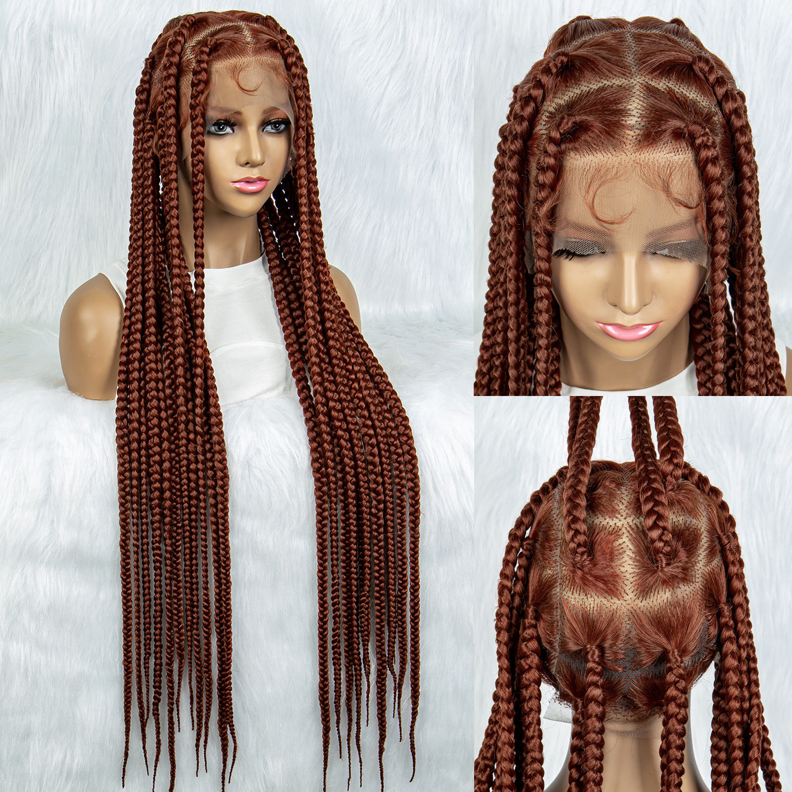 Jennifer  Cornrow  Full Lace Braided Wigs For Black Women Synthetic Lace Front Wig Square Knotless Box Braids Wig 350 Color