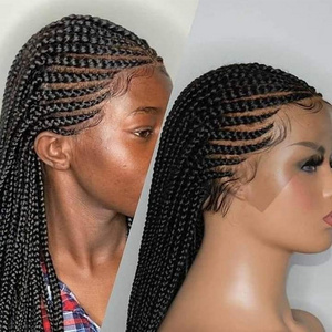 Jennifer Wholesale African Knotless Box Braiding Hair Wig Glueless Synthetic Hair Vendors Full Lace Front Braided Wigs