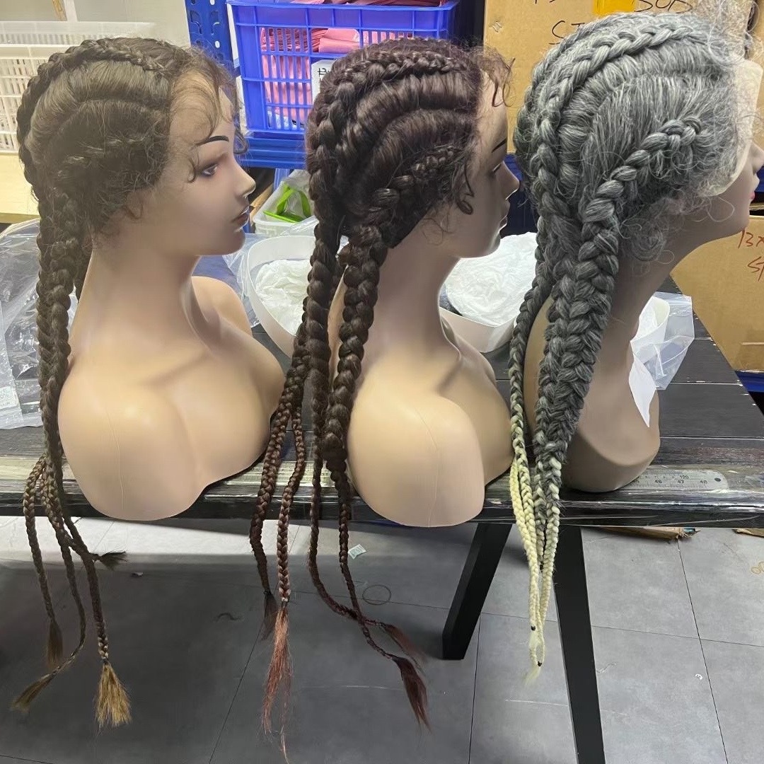 full lace human hair wig Best Price Ghana 4 Braid Lace With Baby Hair Braided Wig