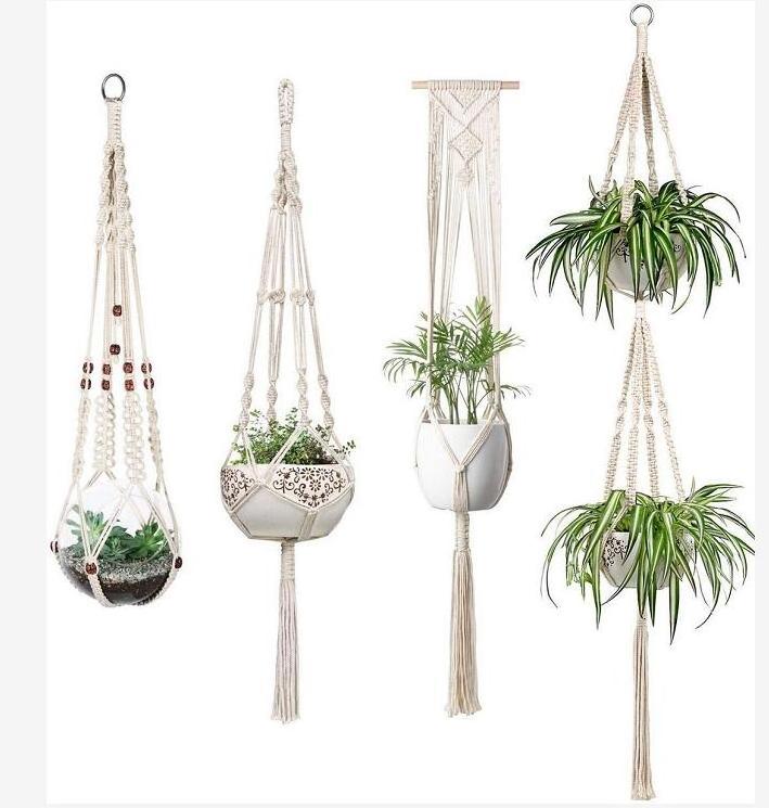 Handmade Cotton Indoor Wall Planter Decorative Flower Pot Holder Boho Macrame Plant Hangers Home Decoration