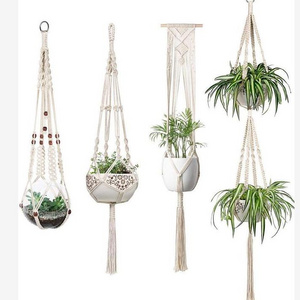 Handmade Cotton Indoor Wall Planter Decorative Flower Pot Holder Boho Macrame Plant Hangers Home Decoration