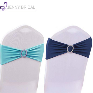 SH061 cheap navy blue bow chair cover sashes spandex wedding sashes chair cover bows