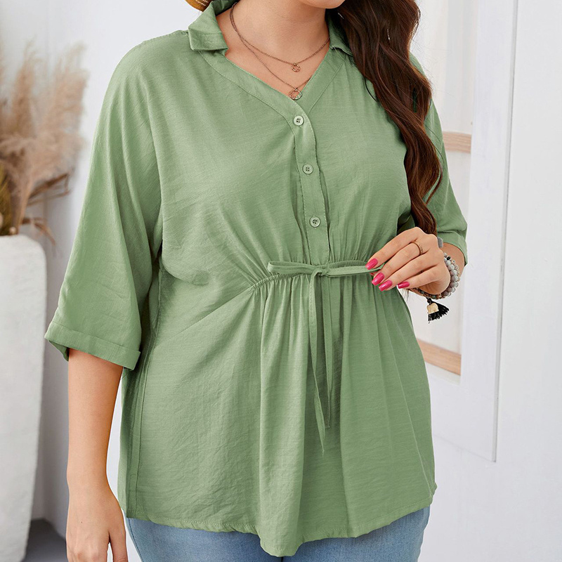 Custom 2024 Solid Color, Maxi Dress Ladies Blouses Plus Size Womens Long Sleeve Casual Shirt Dress/