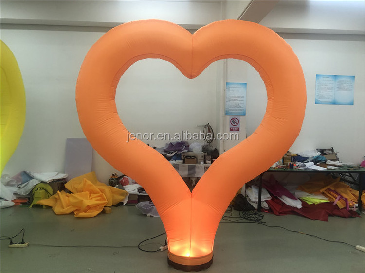 Giant air blow rainbow inflatable lighting heart for night party decoration