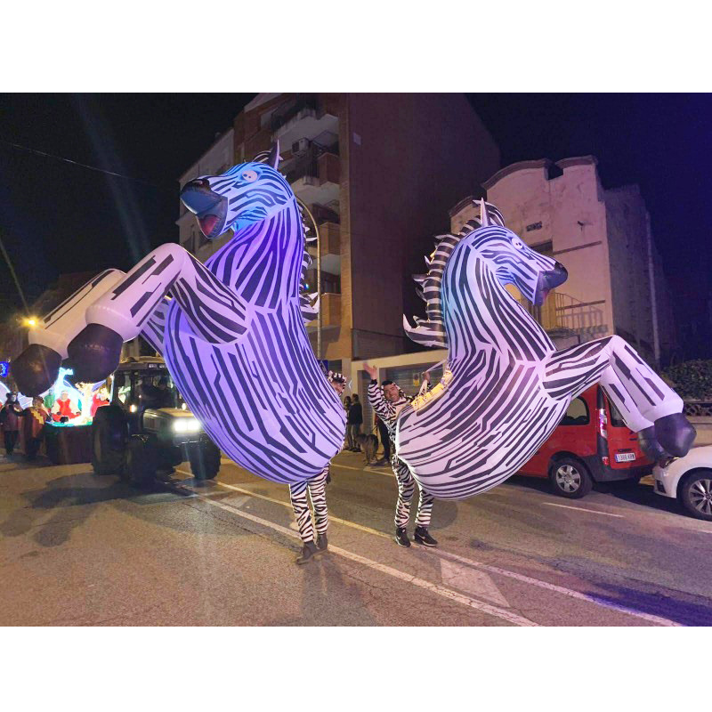 Parade Festival Party Decoration Inflatable Zebra Horse Costume with Light