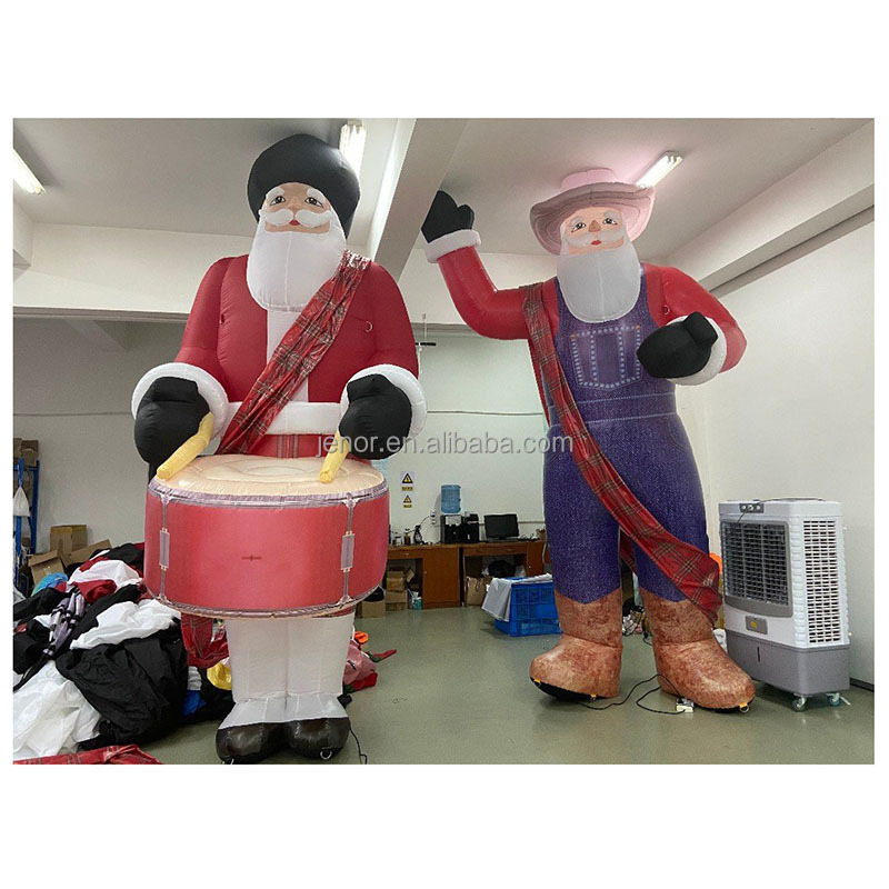 Giant Christmas Decoration Inflatable Santa Claus With Drummer Inflatable Musician Character Model