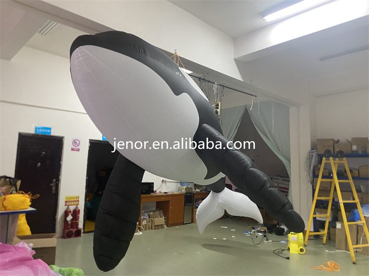 Giant Black Inflatable Killer Whale with Light for Concert Party Hanging Decoration