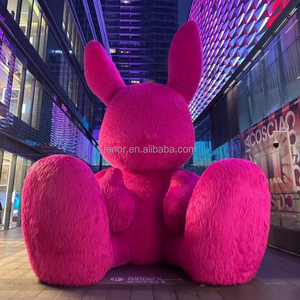 Cute pink bunny inflatable rabbit with blower inflatable rabbit plush toy for decoration