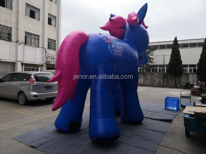 Inflatable Blue Pony Cartoon Horse Model  For Advertising Decoration