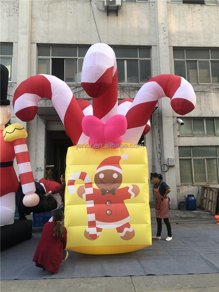 Giant Inflatable Christmas Gift Box Inflatable Candy Cane for Outdoor Xmas Decoration