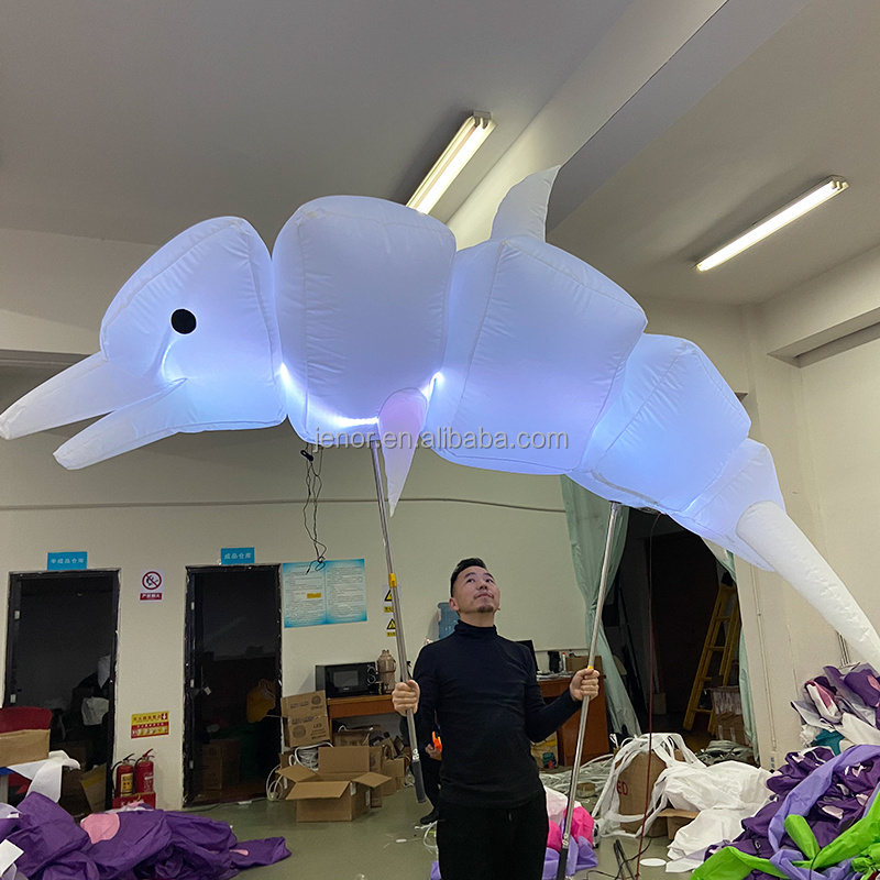 Walking Colorful Lighted Inflatable Dolphin Puppet Costume for Carnival Parade Performance