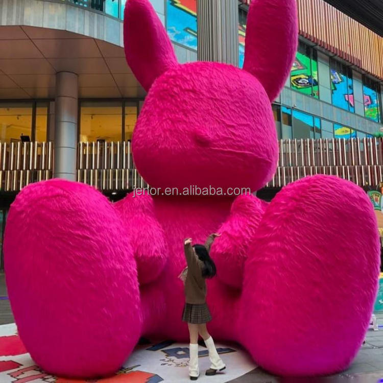 Cute pink bunny inflatable rabbit with blower inflatable rabbit plush toy for decoration