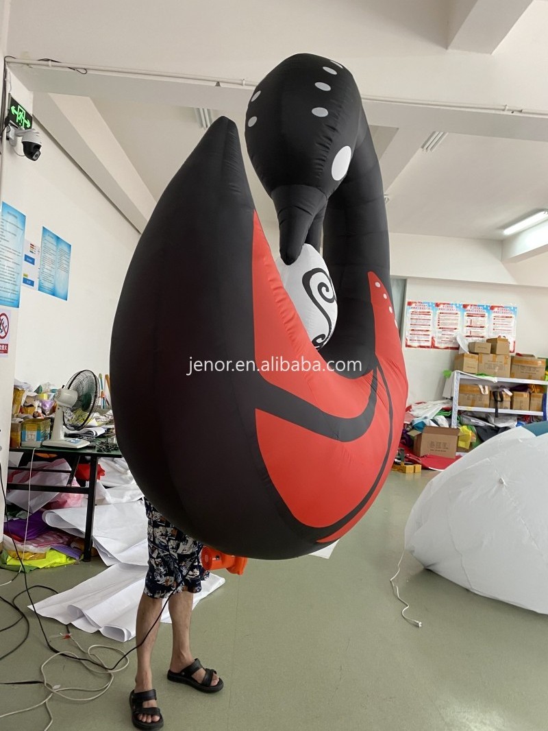 Inflatable Black Swan With Pole Costume Bird Puppet For Parade Performance Advertising