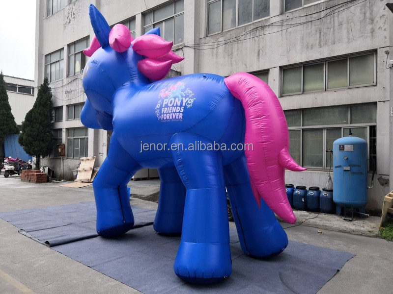 Inflatable Blue Pony Cartoon Horse Model  For Advertising Decoration