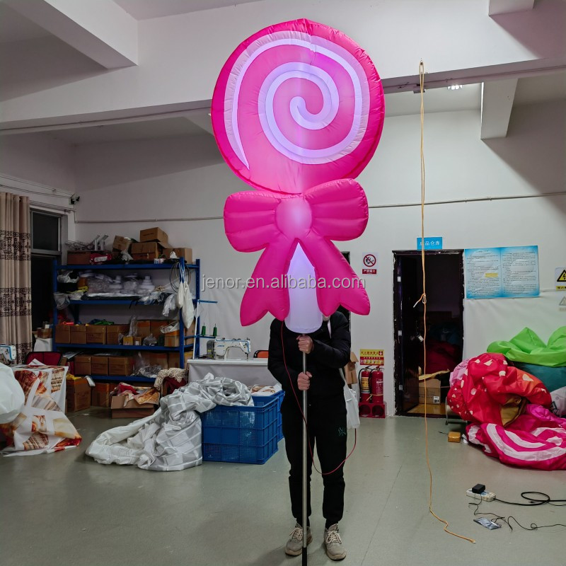 Lighting Pink Inflatable Lollipop Inflatable Candy for Performance Decoration