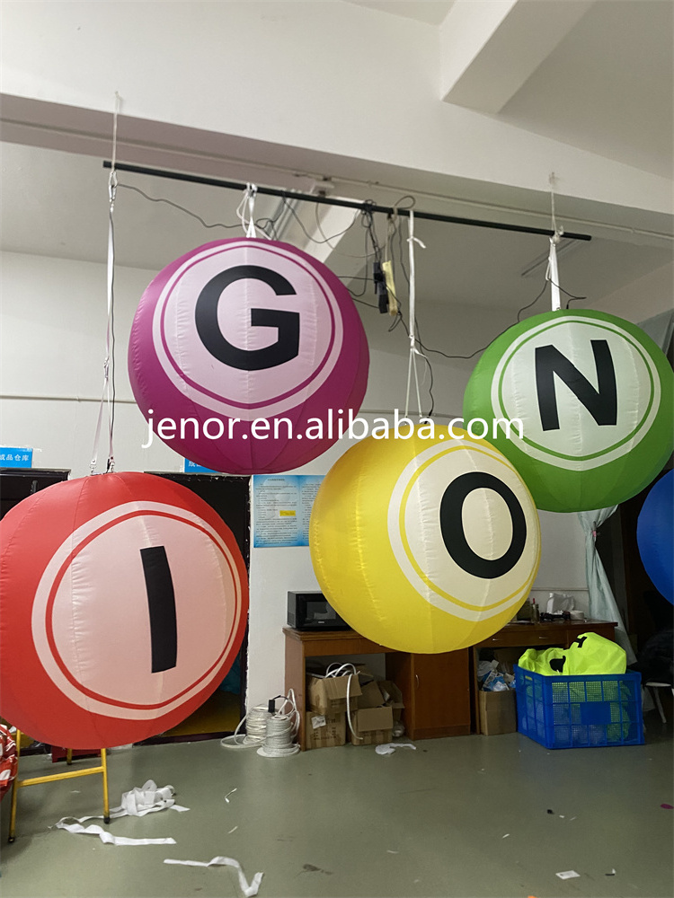 Event Party Advertising Ceiling LED Inflatable Bingo Balls Balloon for Holiday Decoration