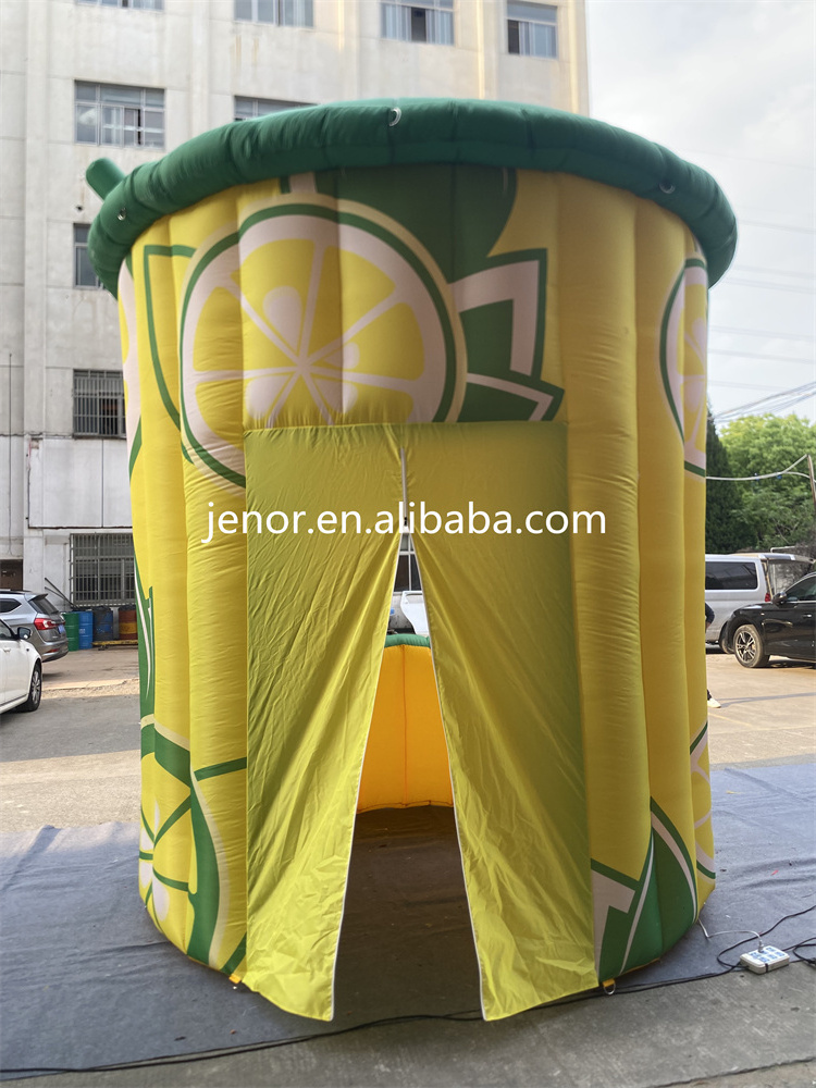 Advertising Fresh Inflatable Lemonade Stand Cups Kiosk Booth with Customized Logo