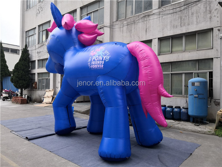 Blue customized giant inflatable pony inflatable horse cartoon for advertising