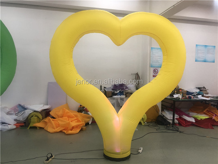 Giant air blow rainbow inflatable lighting heart for night party decoration