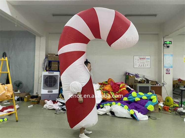 Christmas Decoration Inflatable Candy Cane Costume for Xmas Party Parade Props