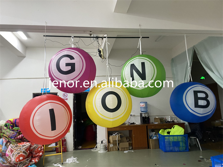 Event Party Advertising Ceiling LED Inflatable Bingo Balls Balloon for Holiday Decoration