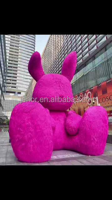 Cute pink bunny inflatable rabbit with blower inflatable rabbit plush toy for decoration