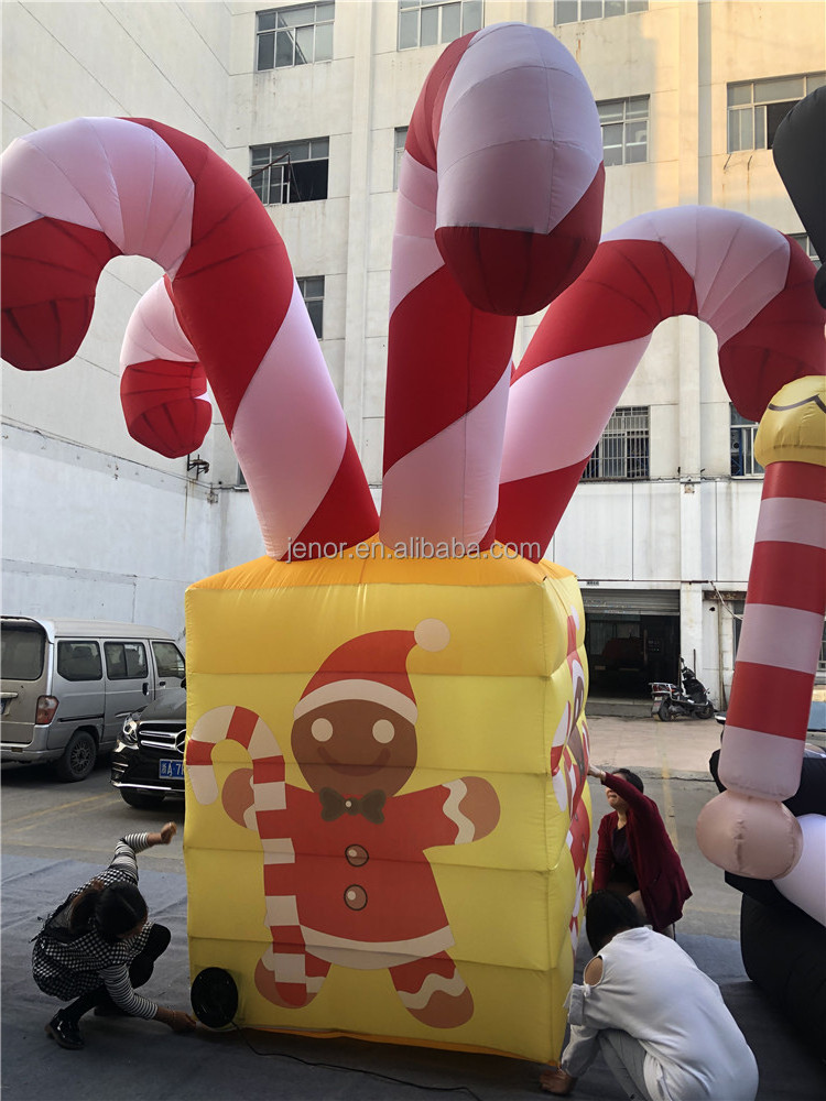 Giant Inflatable Christmas Gift Box Inflatable Candy Cane for Outdoor Xmas Decoration