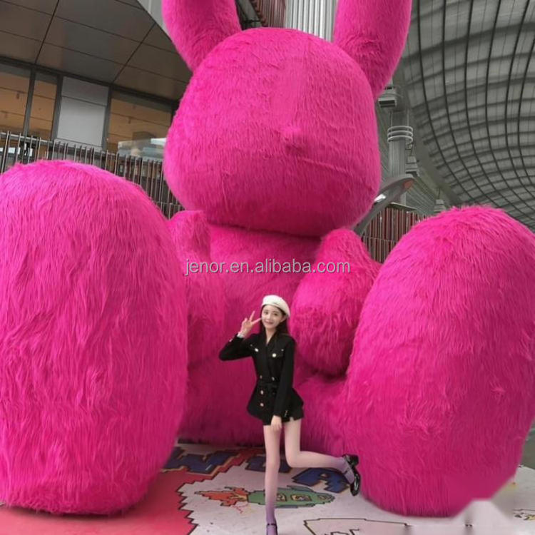 Cute pink bunny inflatable rabbit with blower inflatable rabbit plush toy for decoration