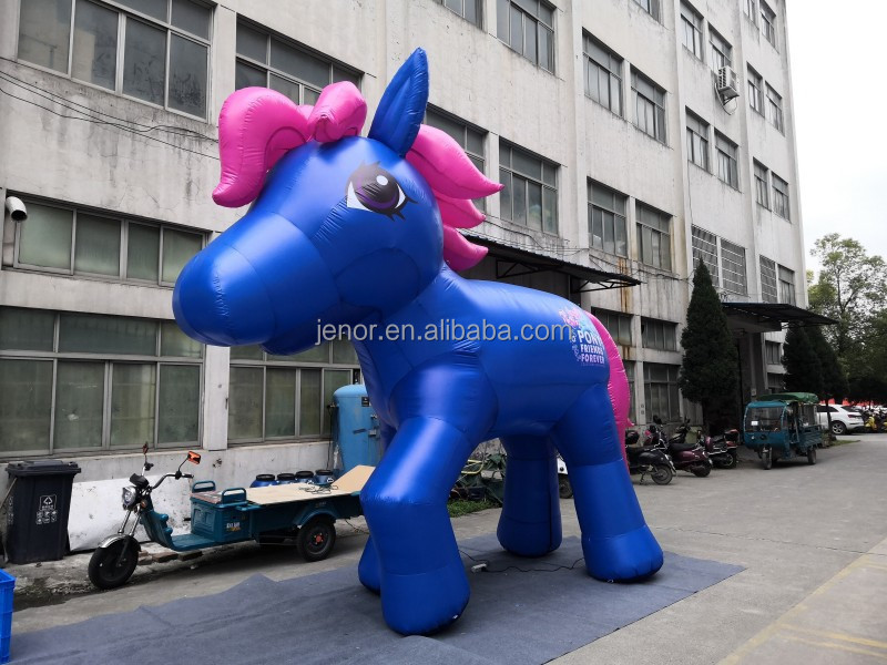 Inflatable Blue Pony Cartoon Horse Model  For Advertising Decoration