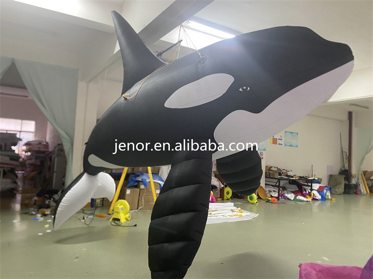 Giant Black Inflatable Killer Whale with Light for Concert Party Hanging Decoration