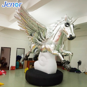 Giant Outdoor Silver Inflatable Flying Horse with Wing for Decoration