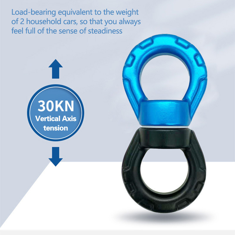 7075 Aluminum 30kn Safest 360 Degree Rotational Spinner Carabiner Climbing Rope Web Tree Swing Swivel