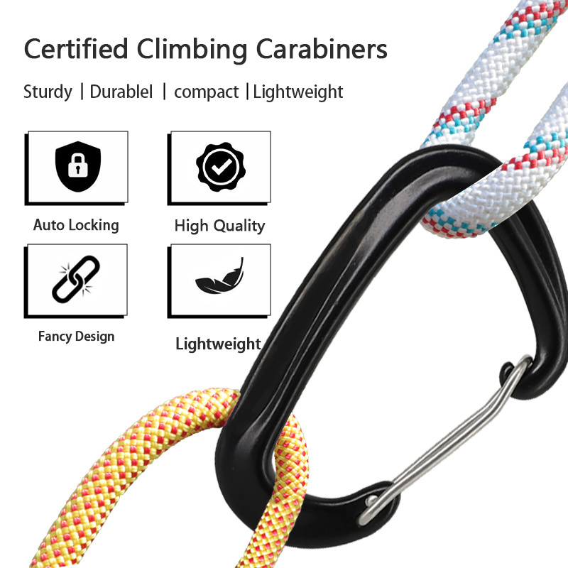 wholesale factory Color Custom Aluminum Locking Climbing Carabiner Clips climbing Hiking Carabiner Hook