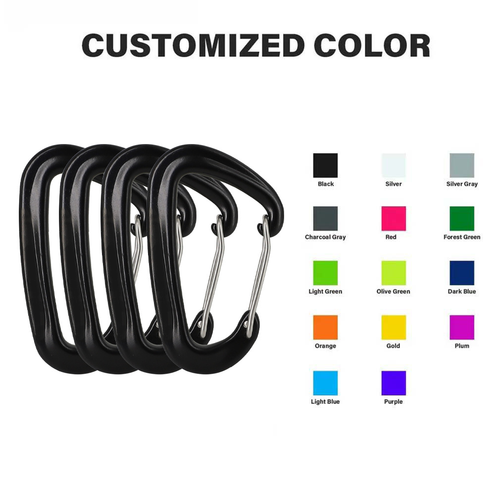 wholesale factory Color Custom Aluminum Locking Climbing Carabiner Clips climbing Hiking Carabiner Hook